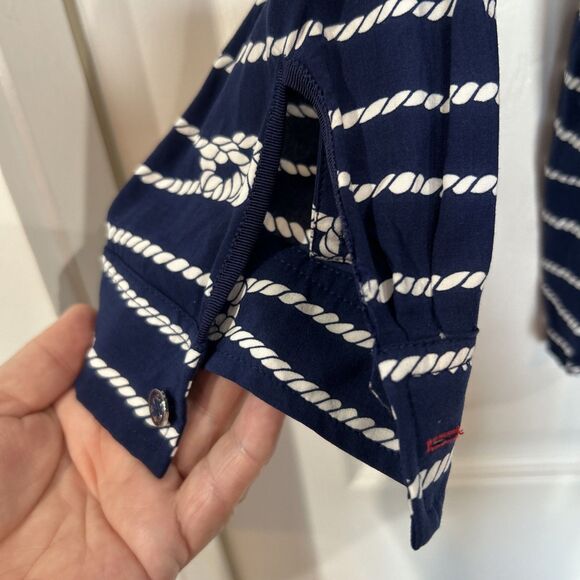 Talbots Nautical Sailor Knot Blue Tunic Blouse Top Womens XL Petite - Picture 7 of 13